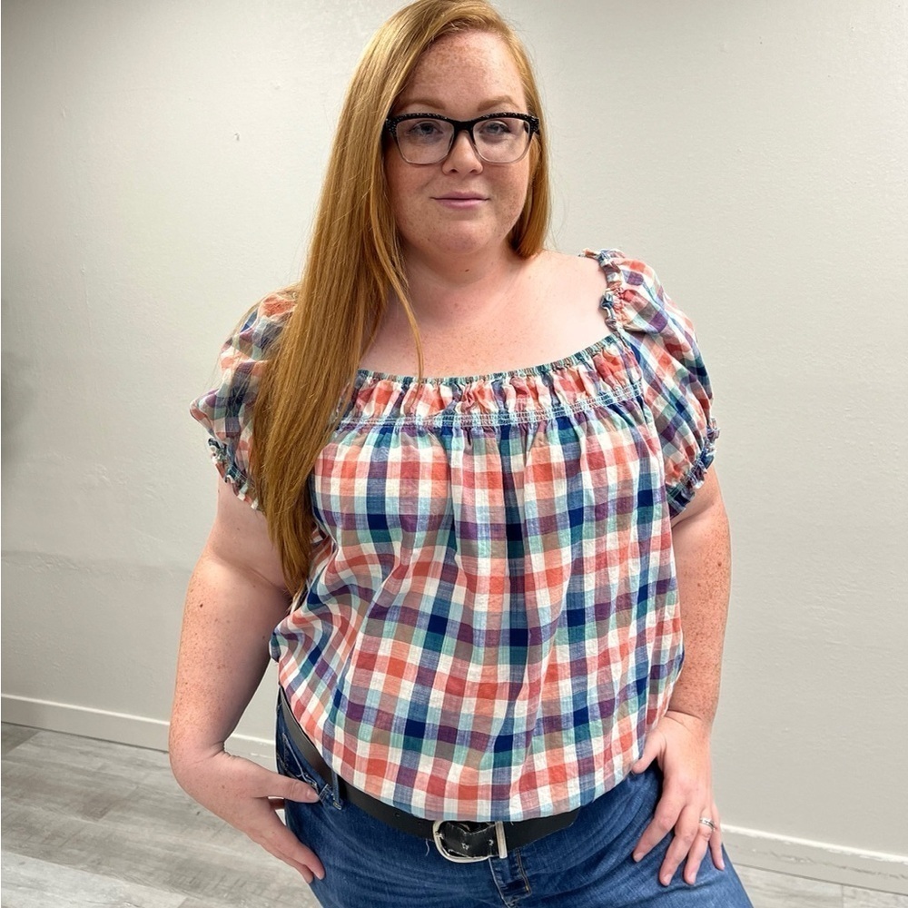 Modcloth Peasant Gingham Midi Blouse - Size 4X